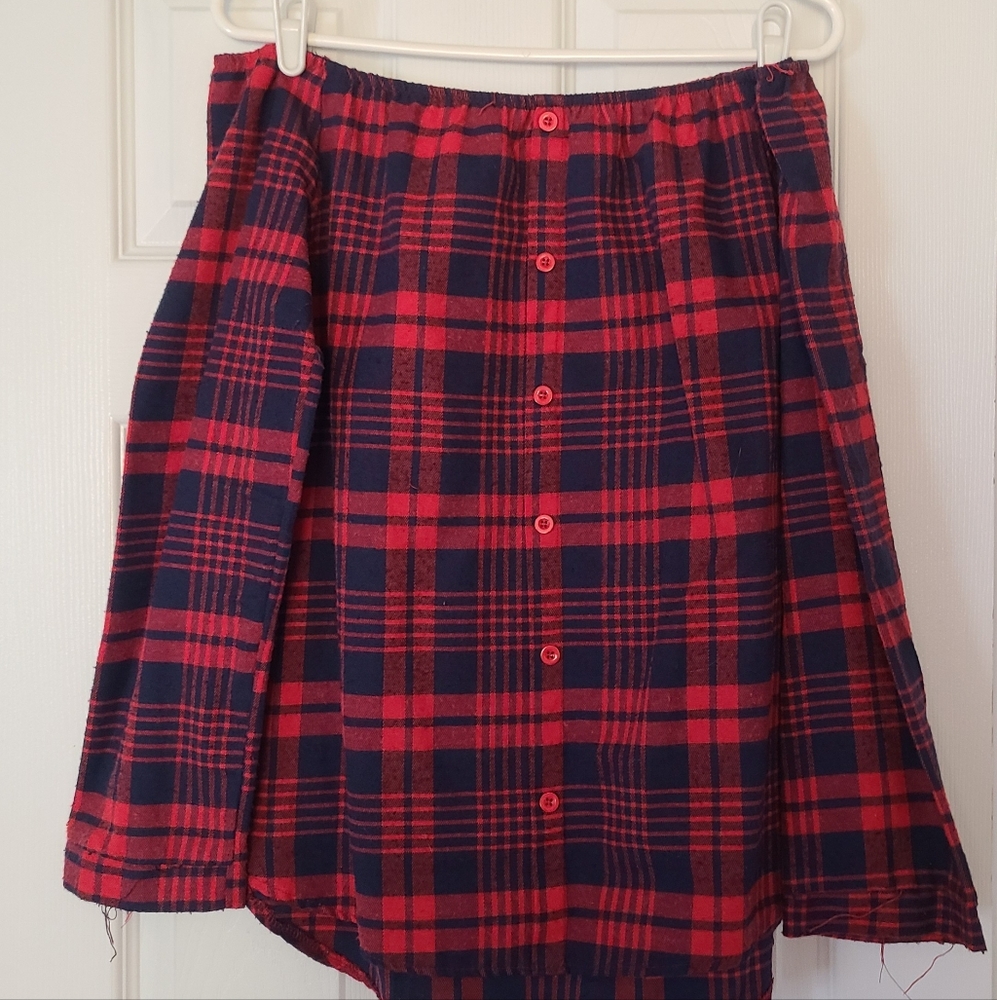 Plaid Flannel Off-Shoulder Top